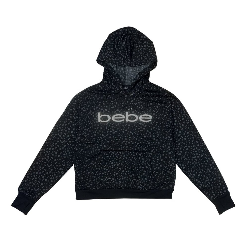 Bebe Women Sport Hoodie Black Leppard Various Size New With Tags